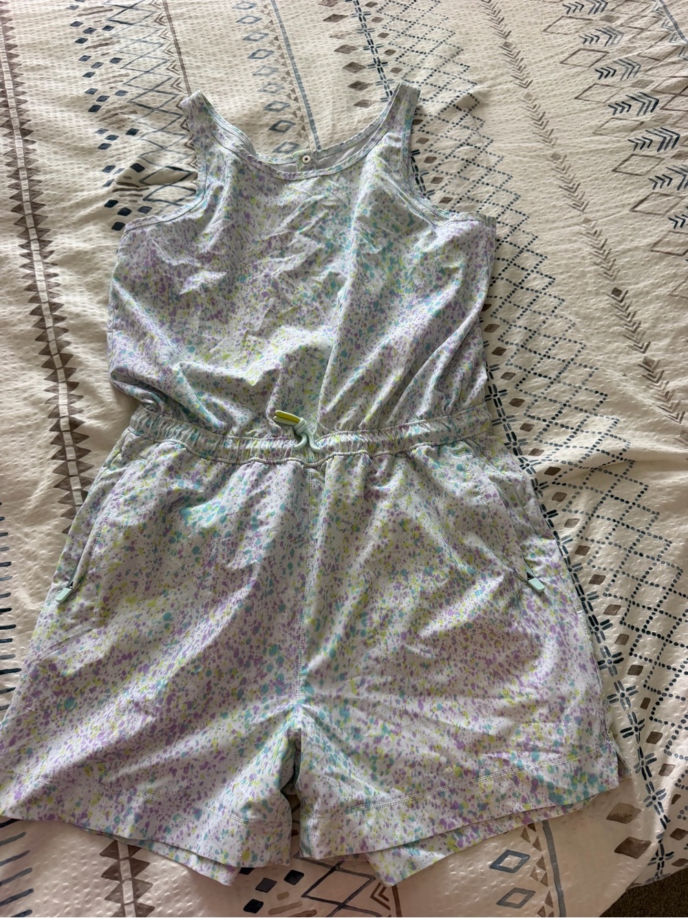 Athleta Girl Lavender Floral Sleeveless One-Piece Romper